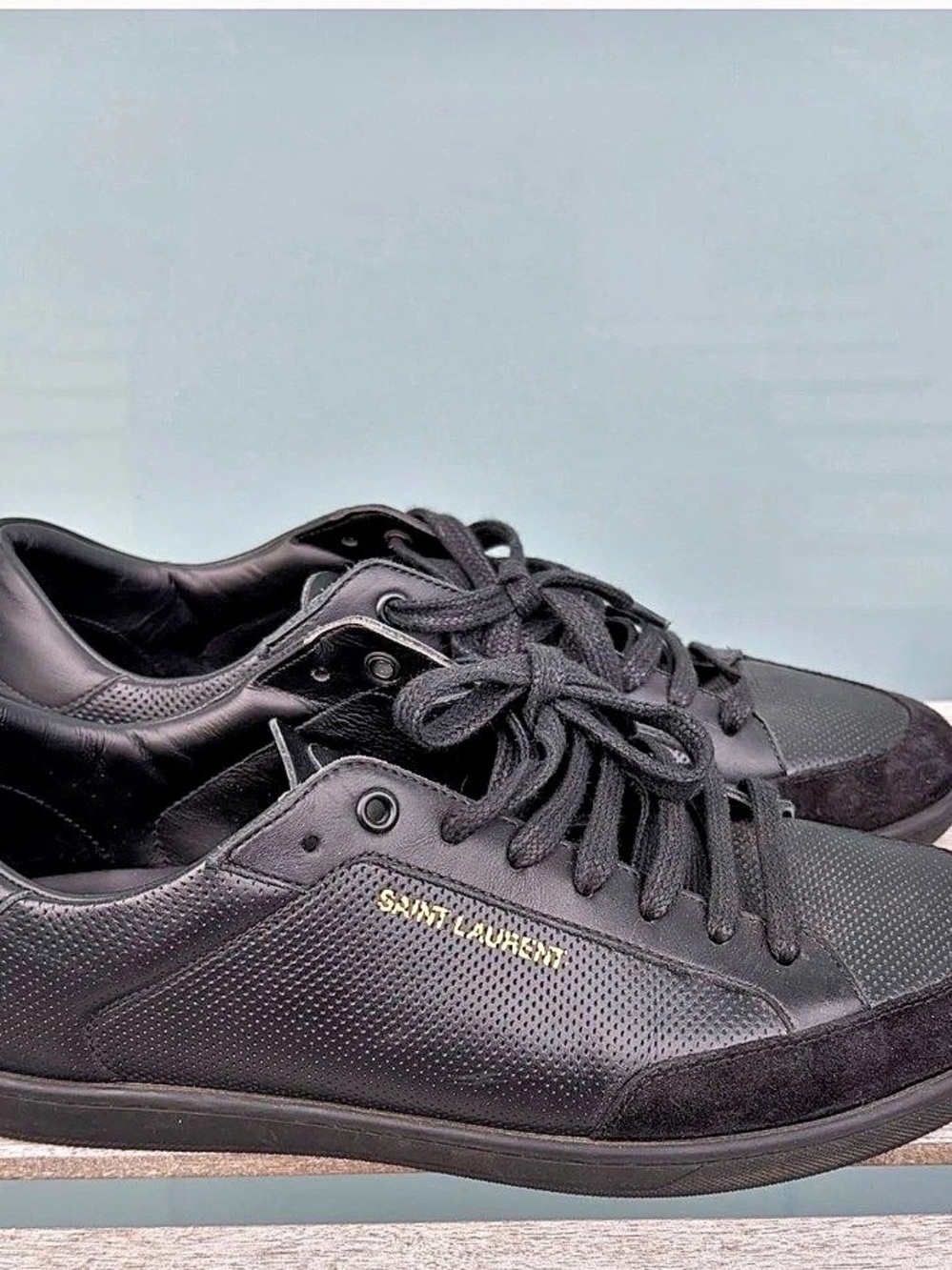 Saint Laurent Court Classic SL/06 Low-Top Sneakers Black Leather Sneakers EU 44